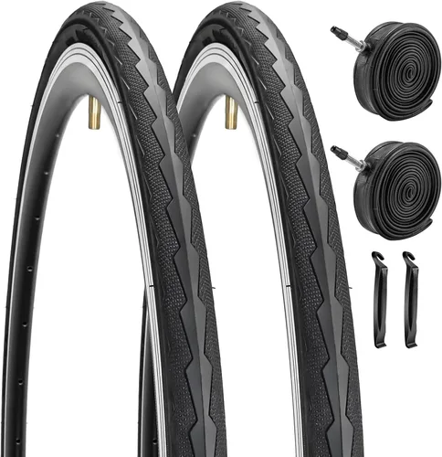 Miniatura 12 de Paquete de 1 o 2 neumáticos para bicicleta de carretera 700X23C/25C/28C/35C con o sin 2 tubos internos, válvula Presta y 2 palancas para neumáticos