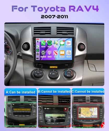 Miniatura 2 de Radio de coche 2G+64G para Toyota RAV4 2007-2011 SIN JBL, Rimoody Android 13 Estéreo de coche inalámbrico Carplay Android Auto Bluetooth 5.0