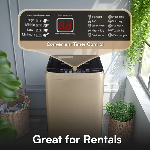 Miniatura 4 de Anypro - Lavadora portátil de 17.8LBS, lavadora y secadora compacta con 10 programas y 8 niveles de agua, ideal para apartamento, RV, dormitorio