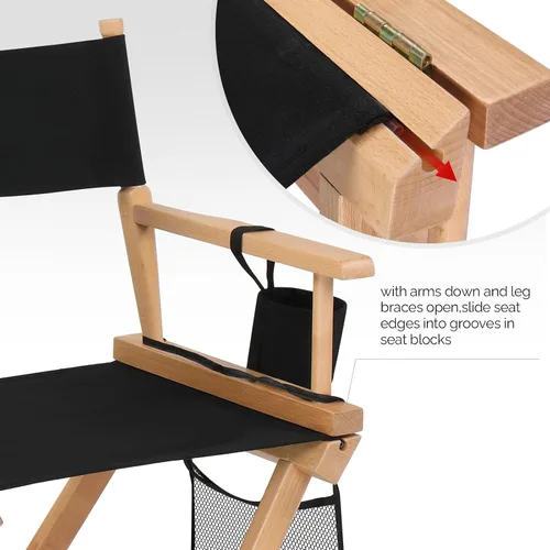 Miniatura 7 de OmySalon Silla de directores extra alta de 31 pulgadas, silla de maquillaje plegable portátil con bolsa de almacenamiento y reposapiés, profesional