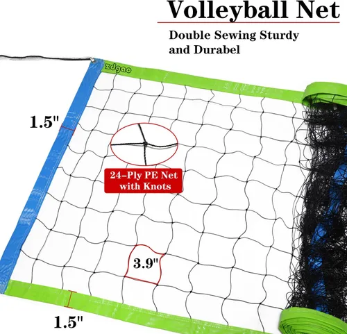 Miniatura 4 de Red de voleibol de repuesto para exteriores e interiores, red de voleibol resistente de 32 x 3 pies para patio trasero, patio escolar, playa