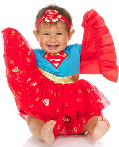 Miniatura 5 de DC Comics Vestido tutú de superhéroe para bebé, traje de niña con capa extraíble y diadema a juego