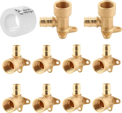 Miniatura 14 de Paquete de 5 YVSKM) 1/2" PEX-A Expansión × 1/2" Hembra NPT codo NPT, conexión roscada de flujo completo de latón sin plomo, certificado ASTM F1960