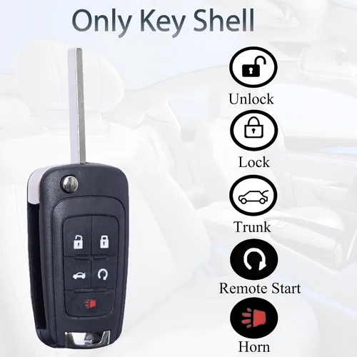 Miniatura 7 de SUPALAND Funda de llave con tapa para Chevrolet Cruze Malibu Equinox Sonic Impala GMC Terrain Buick Lacrosse Regal Verano Encore 2010-2019 Control