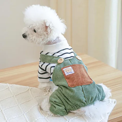 Miniatura 27 de Ropa de invierno para perros, camisas a cuadros para mascotas, elegante mono con babero para perros pequeños, lindos dibujos animados, monos
