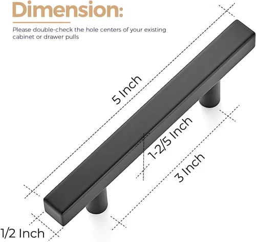 Miniatura 3 de Ravinte Paquete de 30 tiradores cuadrados de 5 pulgadas de acero inoxidable negro mate para cajones de cocina, manijas de gabinete de 5 pulgadas