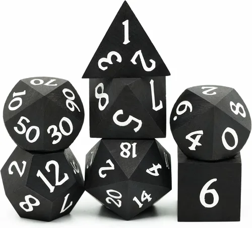 Miniatura 15 de Juego de dados D&D de sándalo rojo, dados poliédricos de madera natural con caja de lata de metal para juegos de rol y juegos de mesa