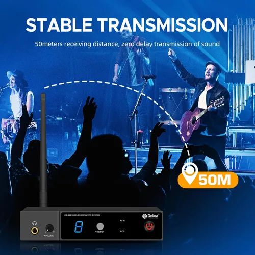 Miniatura 4 de D Debra Sistema de monitor inalámbrico en oído ER-280 UHF Transmisor y receptor profesional mono IEM con auriculares, para escenario, banda, estudio