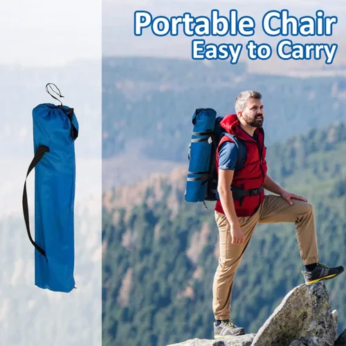 Miniatura 5 de Silla de camping plegable con soporte para tazas, capacidad de 225 libras, silla plegable portátil con grandes pies anti-hundimiento, tela