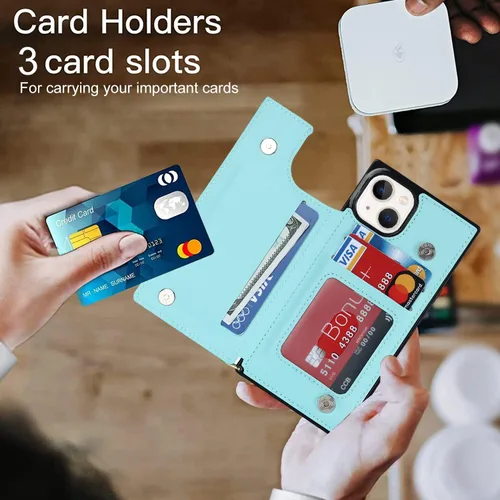 Miniatura 2 de Crossbody Phone Case iPhone 12 / iPhone 12 Pro Leather Card Holders Wallet Protective Case Removable Adjustable Leather Strap with Button Compatible