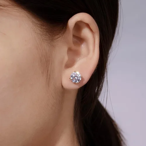 Miniatura 4 de Tienda Collection Yellow Gold Plated, Platinum or Rose Gold Plated Sterling Silver Infinite Elements Cubic Zirconia Stud Earrings White, Blue