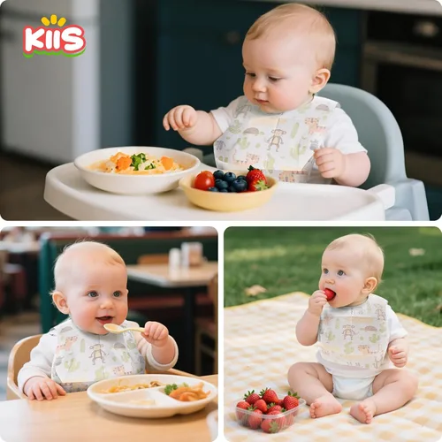 Miniatura 3 de KIIS Baberos desechables para bebés, niños y niñas, empaquetados individualmente, higiénicos, suaves y a prueba de fugas (20 unidades/60 piezas)