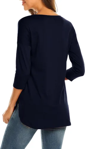 Miniatura 2 de Sherosa Camiseta casual de manga 34 con cuello redondo para mujer