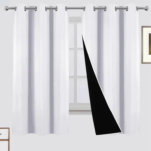 Miniatura 40 de LEMOMO Cortinas 100% opacas de 52 x 95 pulgadas, 2 paneles de oscurecimiento con aislamiento térmico para dormitorio Negro