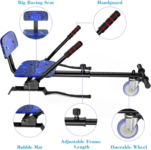 Miniatura 5 de LIEAGLE Go Kart, accesorio para asiento de aeropatineta, accesorios ajustables para niños y adultos, se adapta a hoverboards de 6.5 pulgadas, 8 Azul