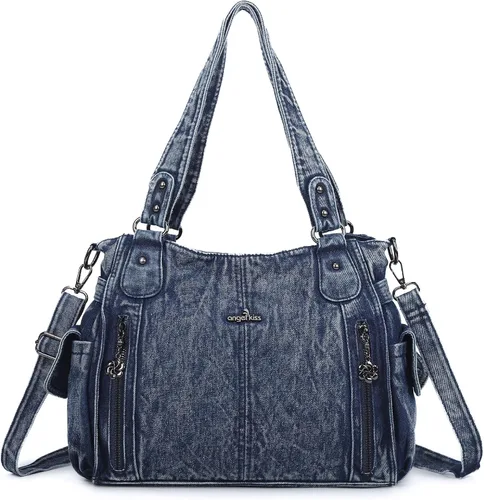 Miniatura 12 de Angel Kiss Bolsos para mujer con tiras en la parte superior, bolso estilo Hobo, bolsas de hombro espaciosas y casuales, cartera estilo Tote de PU