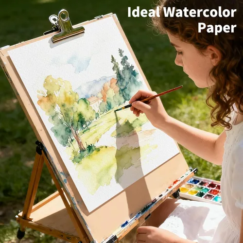 Miniatura 3 de OSIMIG 200 hojas de papel de acuarela de 9 x 12 pulgadas a granel, 110 libras/8.11 oz/m² de prensa en frío, almohadilla de papel de color de agua