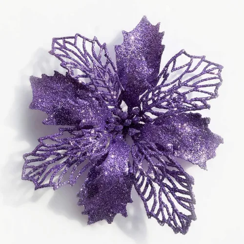Decoraciones de Navidad de Pascua con purpurina para árbol de Navidad (12 unidades) (morado)