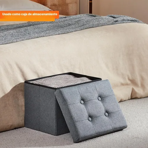 Miniatura 2 de ALASDO Reposapiés otomano de almacenamiento, otomano pequeño con almacenamiento, otomano plegable, reposapiés, banco para sala de estar, 17 x 13 x