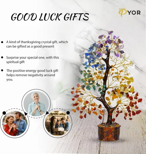 Miniatura 4 de PYOR Árbol de la vida de cristal de 7 chakras para decoración de oficina, cristales y piedras, regalos de inauguración de la casa para mujeres