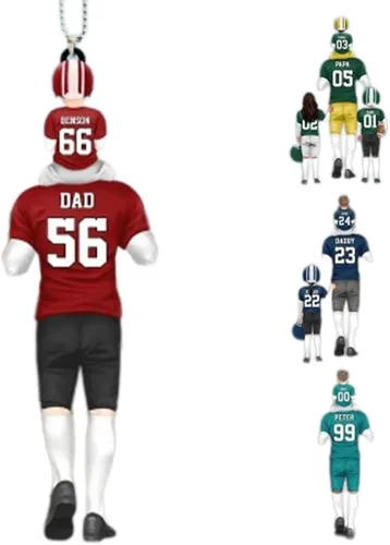 Adorno acrílico personalizado de fútbol americano para papá y niños con vista previa, adorno de jugador de fútbol de 2 lados, acrílico plano, regalo