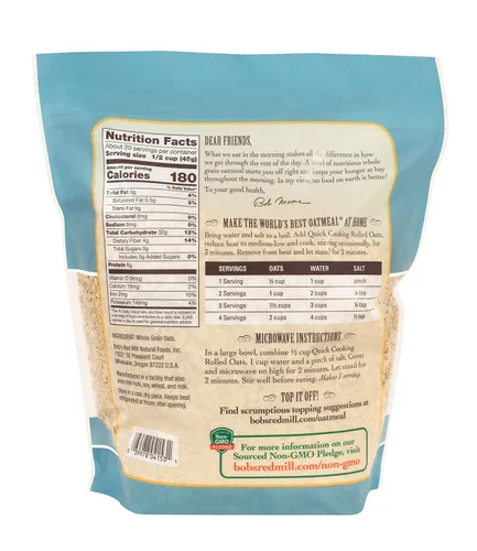 Miniatura 5 de Bob's Red Mill Avena enrollada de cocción rápida, 32 onzas (paquete de 4), sin OMG, grano entero, vegano, kosher