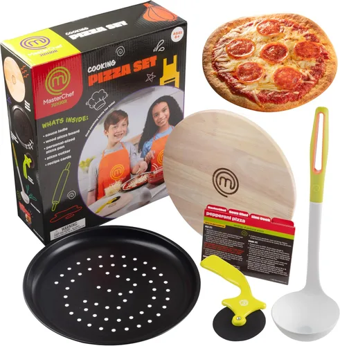 Miniatura 8 de Juego de cocina de pizza MasterChef Junior, el kit incluye 5 unidades, utensilios de cocina reales y recetas para niños.