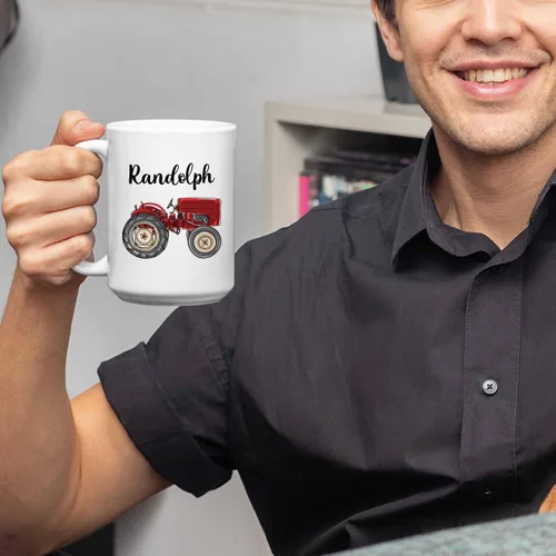 Miniatura 6 de Tazas de café personalizadas con nombre "Born To Farm Forced To Go To School" de 11 onzas y 15 onzas, taza de café personalizada para tractores