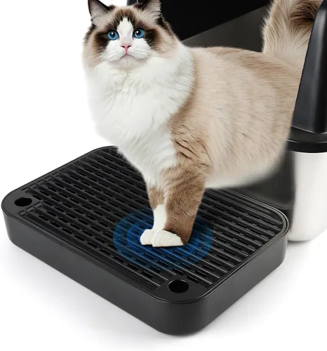 Escalón para caja de arena, escalón para gatos, rampa, atrapador con función de filtro, fácil de limpiar, ideal para gatitos y gatos ancianos (negro)