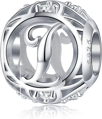 Miniatura 32 de FOREVER QUEEN - Dije con letra inicial de la A a la Z, para pulsera y collar, de plata de ley 925 con cuentas de circonita cúbica, joyería de regalo