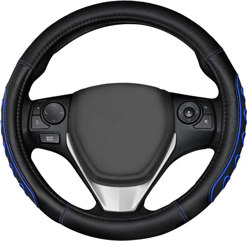 Miniatura 8 de Funda para volante ventilada en forma de corazón con agarre de cuero antideslizante. Compatible con vehículos Ford, Toyota, Honda, Nissan y azul