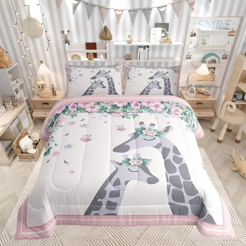 Miniatura 22 de Lindo Juego de Edredón de Elefante Juego de Ropa de Cama de Animales de Dibujos Animados para Niños Niñas Mujeres Adultos Edredón de Hojas