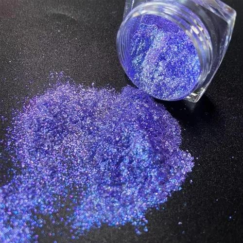 Miniatura 5 de Polvo de uñas cromado camaleón holográfico rosa brillante púrpura con purpurina para diseño de uñas, pigmento de manicura de sirena, decoración