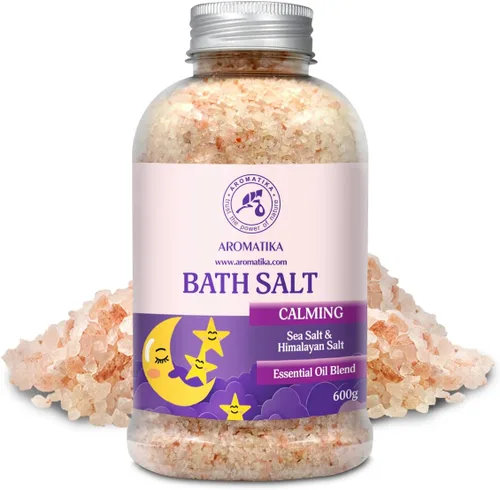 Miniatura 2 de Sales de baño calmantes de 21.16 onzas – con aceites esenciales de sándalo, lavanda y bergamota – Sales marinas de baño naturales de 21.16 oz