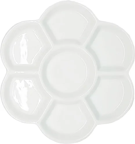 Miniatura 6 de Paleta de acuarela de porcelana de 10 x 7 pulgadas, bandeja de mezcla de cerámica, rectangular, paleta de pintura para pintores, gouache 3 Pozos