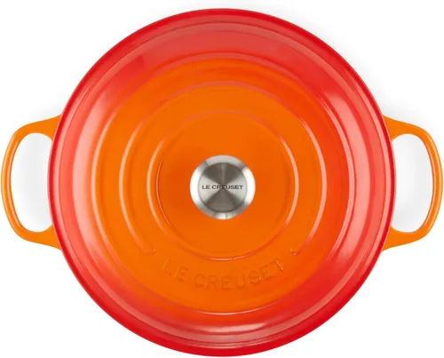 Miniatura 2 de Le Creuset Signature Cacerola de hierro fundido esmaltado, 3.5 cuartos de galón, color naranja (Flame)