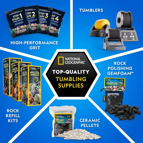 Miniatura 6 de Kit de recarga para pulidor de rocas National Geographic – Suministros para pulido de rocas que incluyen grano para pulidor de rocas y recarga