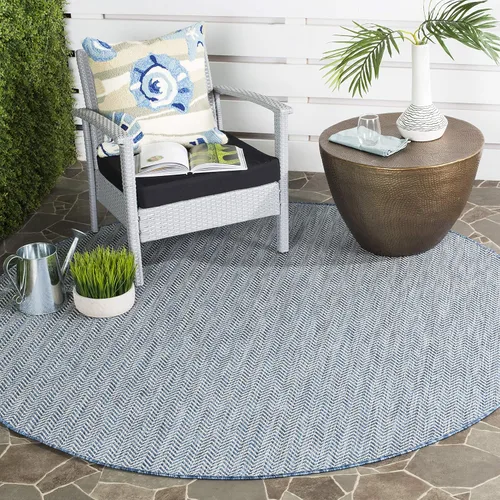 Miniatura 13 de SAFAVIEH Alfombra Lavable para Exteriores Colección Courtyard - Pasillo de 2'3" x 6'7", Azul Marino y Gris, No Desprende Pelusa y Fácil Limpieza