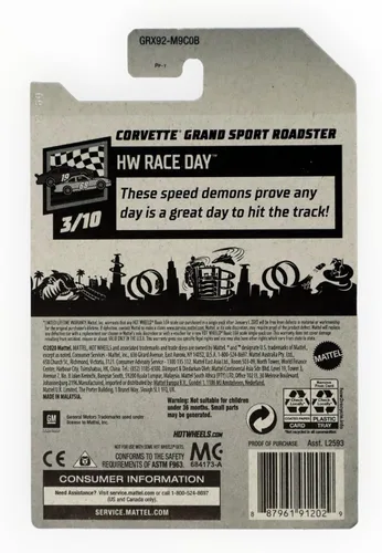 Miniatura 2 de Hot Wheels Corvette Grand Sport Roadster, día de carrera 3/10 - Azul 37/250