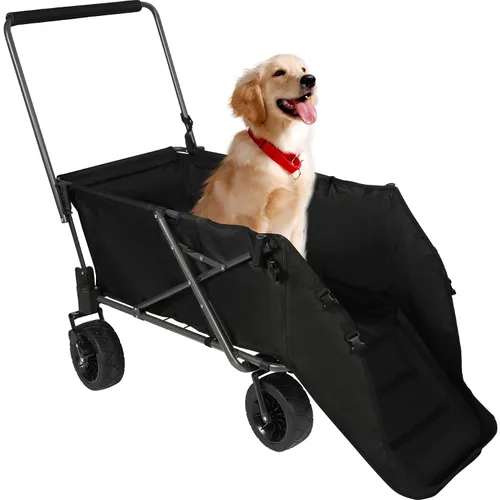 Miniatura 12 de REDCAMP Carro Plegable para Perros con Extremo Trasero Extensible de Servicio Pesado, 220L Carrito Utilitario Plegable Grande Cochecito para Perros