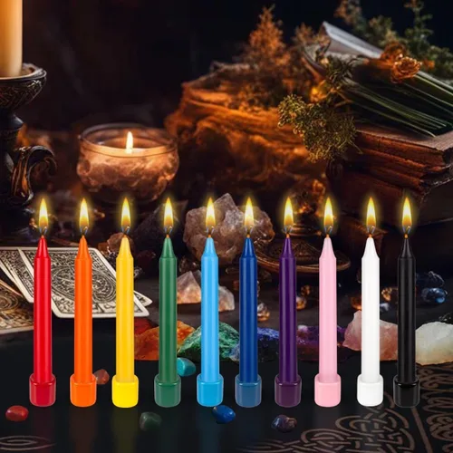 Miniatura 5 de SRG 40 mini velas cónicas color azul claro sin perfume, 4 pulgadas de alto x 1/2 pulgada de diámetro, ideal para lanzar campanadas, rituales