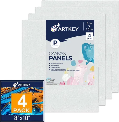 Miniatura 19 de Artkey Lienzos para pintar de 8 x 10 pulgadas, paquete de 12 unidades, 10 onzas, imprimados 100% algodón, blanco para pintura, suministros de arte