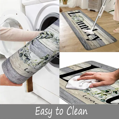 Miniatura 6 de Organización de la lavandería, 20 x 47 pulgadas, antideslizante para cuarto de lavado, tapete impermeable para el suelo de la cocina, tapete