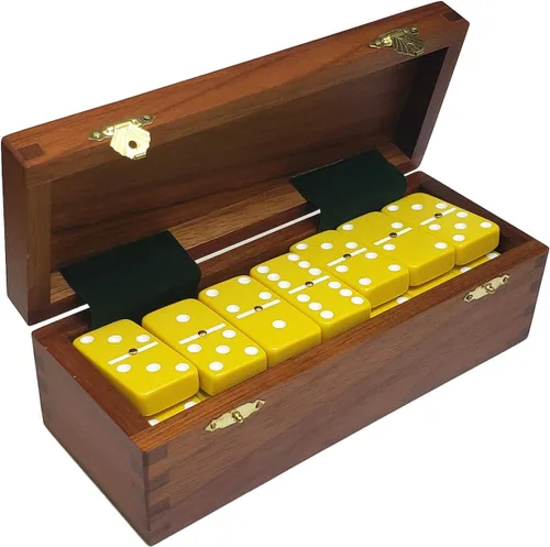 Miniatura 9 de Marion Domino Double Six White Jumbo Torneo Tamaño Profesional con Spinners en caja de madera Sheesham de cola de milano. Blanco