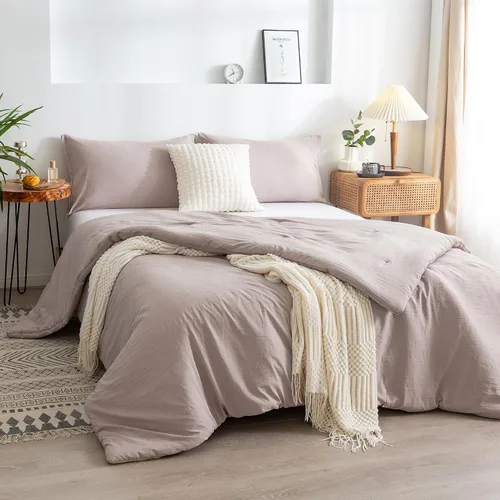 Miniatura 29 de COTTEBED Juego de edredón ultrasuave para cama King, para uso en todas las estaciones, peso ligero con microfibra de algodón lavado cálida y Verde