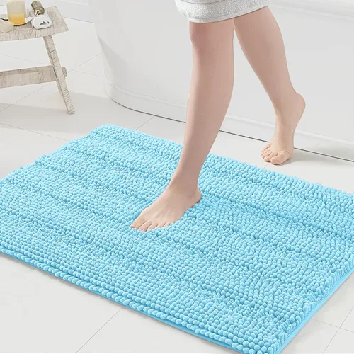 Miniatura 141 de Grandaily Alfombras de baño de felpilla a rayas de 24 x 16 pulgadas, extra gruesas y suaves, absorbentes, parte trasera de goma, alfombra de ducha