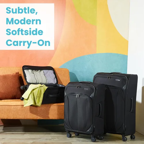 Miniatura 2 de American Tourister 4 KIX 2.0 - Colección de maletas con ruedas giratorias de lado blando, Negro, Juego de 2 piezas (maleta de manomediana)