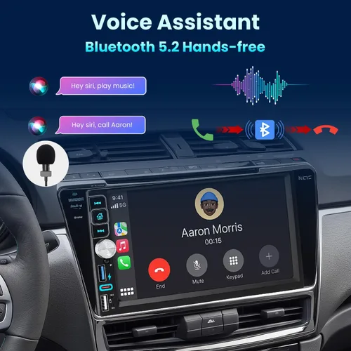 Miniatura 5 de Estéreo para coche de doble din, 7 pulgadas, pantalla táctil inalámbrica CarPlay/Android Auto Bluetooth, radio AM/FM, USB tipo C
