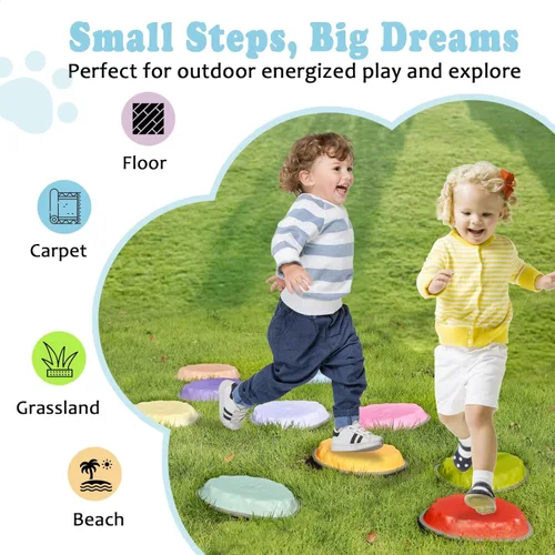 Miniatura 2 de Stepping Stones for Kids, 10 PCS Non-slip Toddlers' Balance Sensory Toys, Indoor & Outdoor Play, Obstacle Course Game for Children Promoting 10 pzas