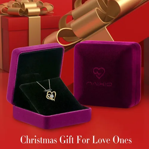 Miniatura 7 de Collar de corazón de amor para mujer, plata de ley 925, chapado en oro, juego de 5A CZ para niñas, collar de aniversario, cumpleaños, joyería